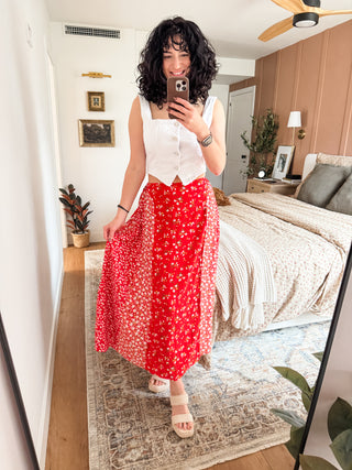 Floral Elastic Waist Maxi Skirt