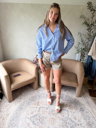 As It Was Stripe Button Top
