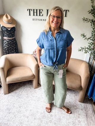I told You So Chambray Top