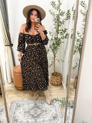 Ruched Bust Floral Maxi Dress