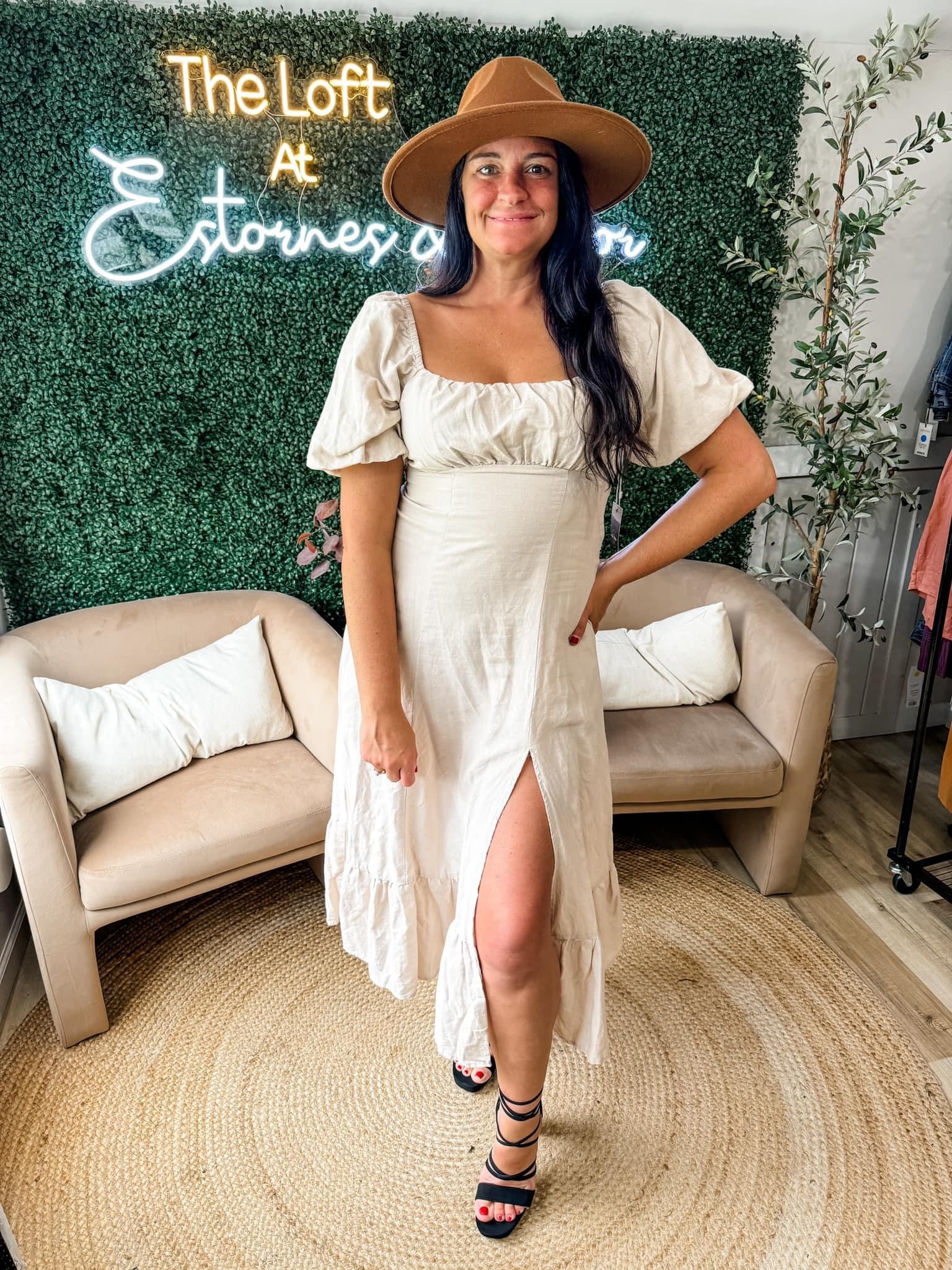Laura Linen Puff Sleeve Dress Estornes&Boor Boutique Laura Linen Puff Sleeve Dress Estornes&Boor Boutique