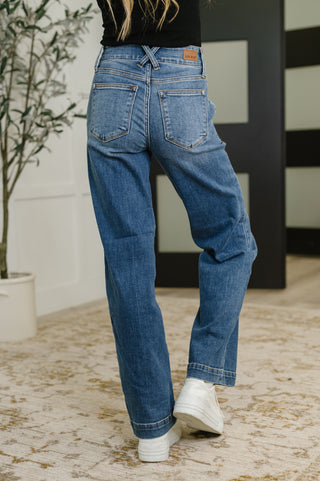 Judy Blue Elsie High Rise Double Button Wide Leg Jeans
