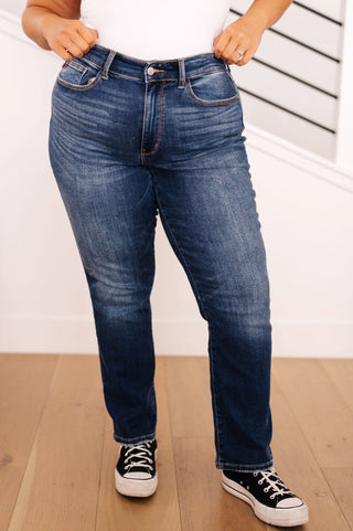 JUDY BLUE Estelle High Waist Thermal Straight Jeans