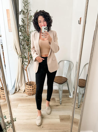 Shawl Collar Long Sleeve Blazer