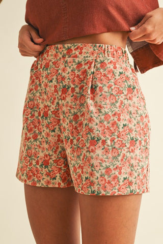 Rose Print Floral Shorts