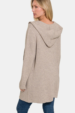 Hooded Open Front Cardigan with Pockets