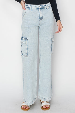 Risen Jeans High Rise Wide Leg Cargo