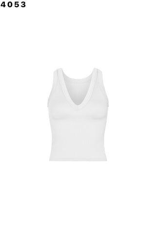 Compressive Ribbed V Neck Tank