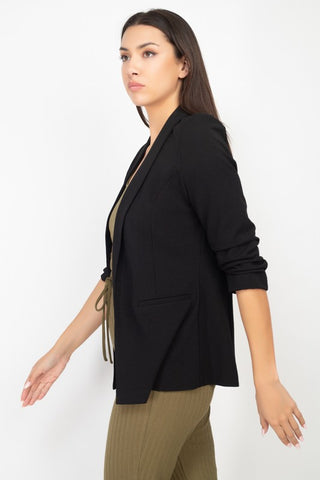 Stop Calling Shirred Sleeve Blazer