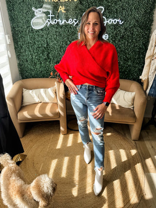 Sweet Things Criss Cross Sweater Ruby