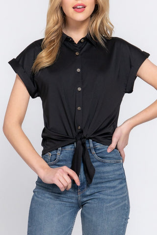 Tie It Up Stretch Button Top