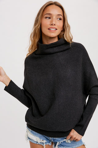 Feeling Good Ribbed Sweater in Charcoal