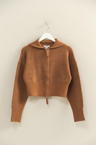 Always In Style Collar Zip Cardigan 2 Colors