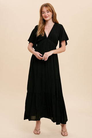 Danielle Flutter Sleeve Maxi Black