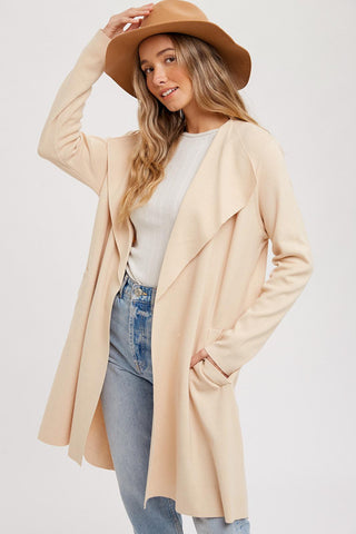 Drape Collar Cardigan in Shell