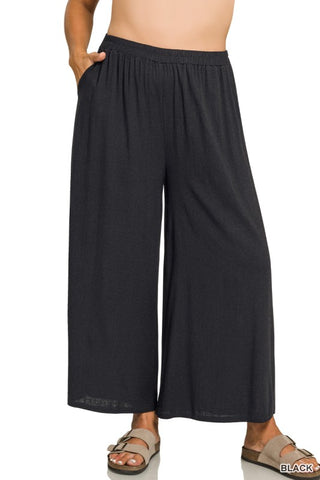 Hey now Look Cropped Woven Pants Sand Black