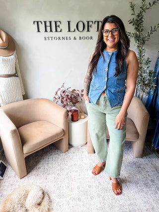 Never On Time Denim Vest 2 Colors