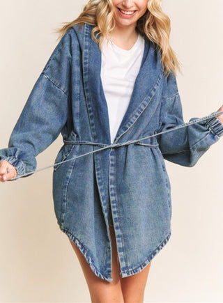 Vintage Washed Denim Tie Jacket