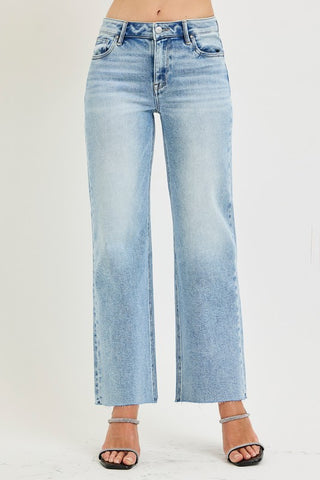 Risen Elenia Mid Rise Raw Hem Crop