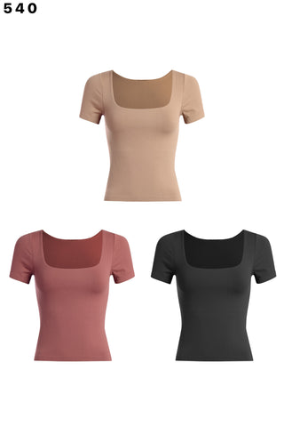 Square Neck Compression Tee with bra shelf 2+ colors