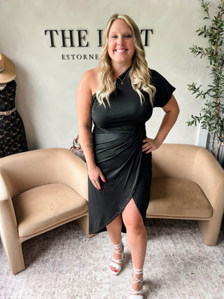 Flaunt It One Shoulder Dress Black