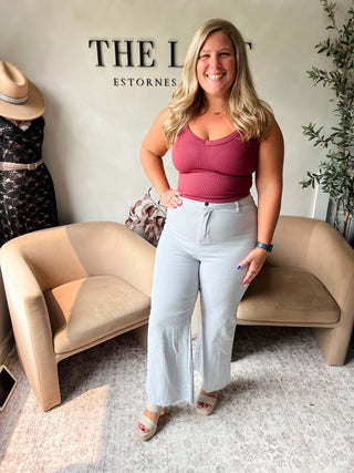Anniewear Stretch Wide Leg Crop Blue Mist