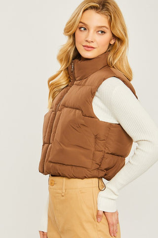 Too Good For You Puffer Vest in Cocoa