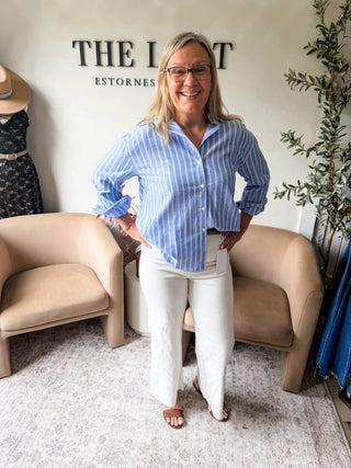 As It Was Stripe Button Top