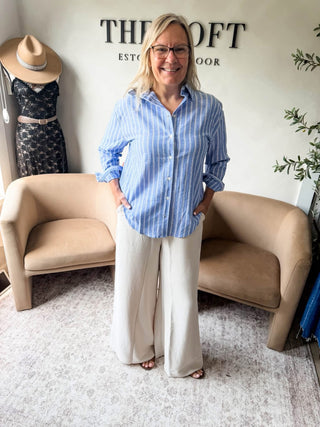 As It Was Stripe Button Top