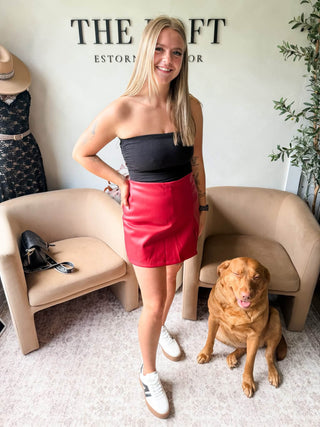 Let’s Talk About It Faux Leather Skort