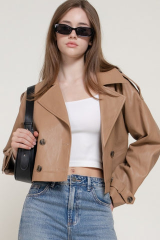 City Girl Faux Leather Trench Coat