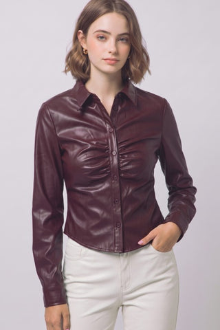 She’s That Girl Faux Leather Top