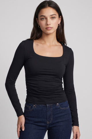 Long Sleeve Square Neck Modal Top Black