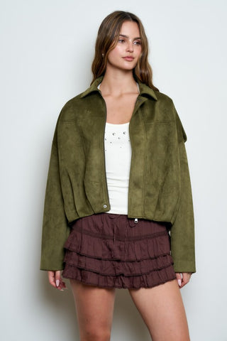Tell Your Friends Suede Jacket Olive