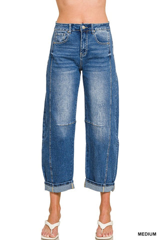 Zenana Larissa Cropped Barrel Jeans