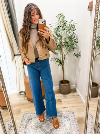 City Girl Faux Leather Trench Coat