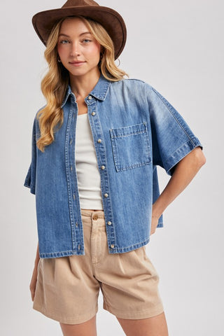 The Signature Denim Button Top