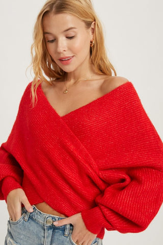 Sweet Things Criss Cross Sweater Ruby