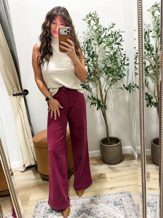 Judy Blue Jenna Wide Leg Cranberry Jeans