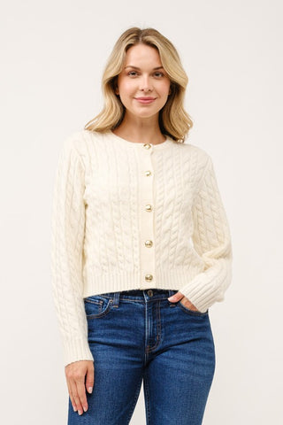 Old Money Cableknit sweater in Ivory