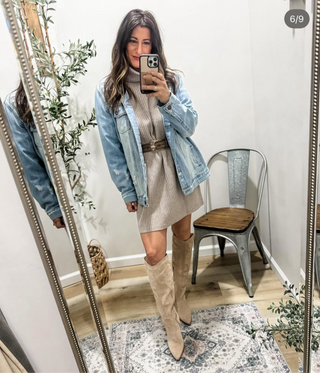 RISEN Distressed Long Sleeve Denim Jacket