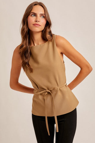 Boat Neck Belted Top