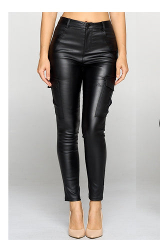 Here Now Faux Leather Cargo Pant