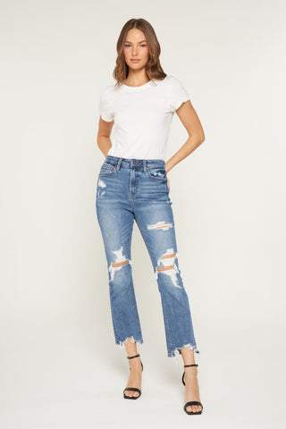 MICA Shelia Denim High Rise Distressed Straight