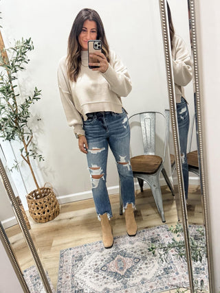 MICA Shelia Denim High Rise Distressed Straight