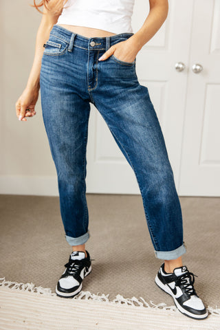 JUDY BLUE London Midrise Cuffed Boyfriend Jeans