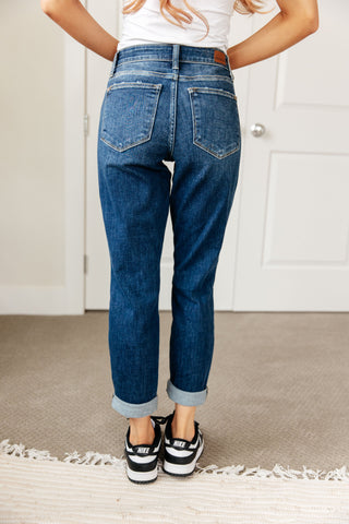 JUDY BLUE London Midrise Cuffed Boyfriend Jeans