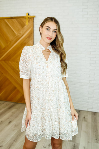 high neck lace party dress Leila High Neck Lace Dress Cream L