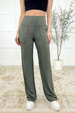 Leg Day Legends Straight Leg Bottoms in Grey Sage