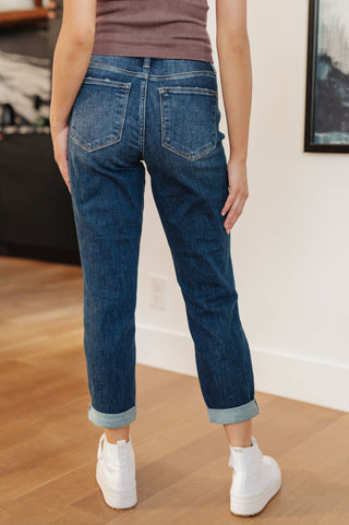 JUDY BLUE London Midrise Cuffed Boyfriend Jeans